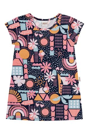 Vestido Infantil Menina Estampado Elian Azul