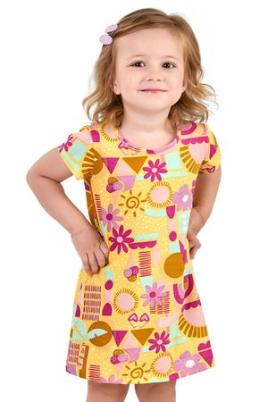 Vestido Infantil Menina Estampado Elian Amarelo