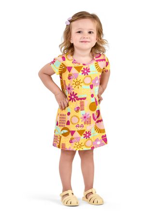 Vestido Infantil Menina Estampado Elian Amarelo