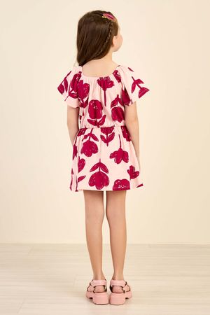 Vestido Infantil Menina Floral Bicolor Elian Rosa