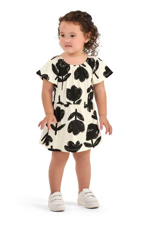 Vestido Infantil Menina Floral Bicolor Elian Bege