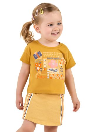 Conjunto Infantil Menina Jardim Floral Elian Amarelo