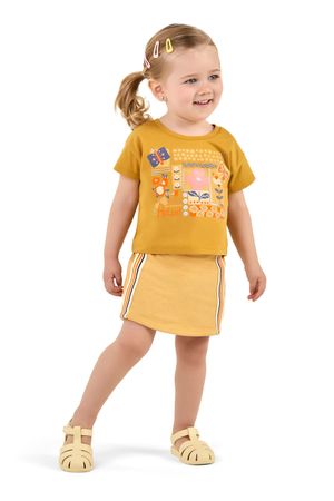 Conjunto Infantil Menina Jardim Floral Elian Amarelo