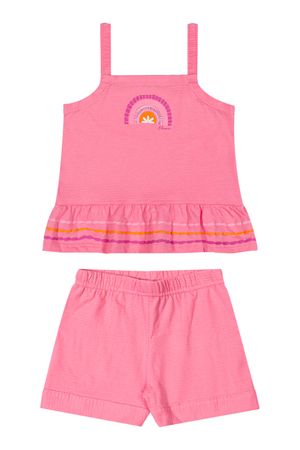 Conjunto Infantil Menina Regata e Short Elian Rosa