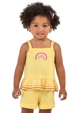 Conjunto Infantil Menina Regata e Short Elian Amarelo