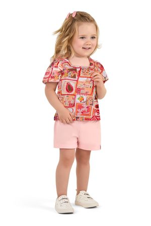 Conjunto Infantil Menina Estampa Tropical Elian Laranja