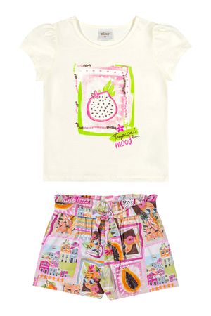 Conjunto Infantil Menina Tropical Mood Elian Bege