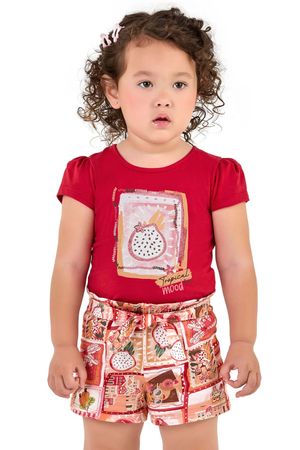 Conjunto Infantil Menina Tropical Mood Elian Vermelho