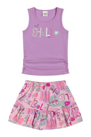 Conjunto Infantil Menina Borboletas Elian Lilás