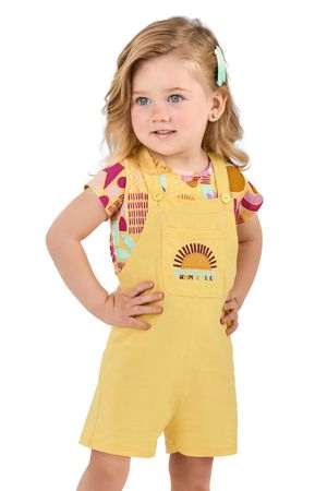 Conjunto Infantil Menina Jardineira Verão Elian Amarelo