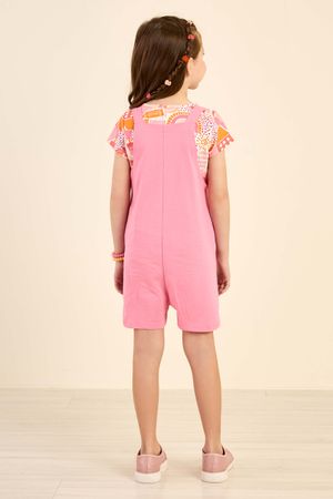 Conjunto Infantil Menina Jardineira Verão Elian Bege