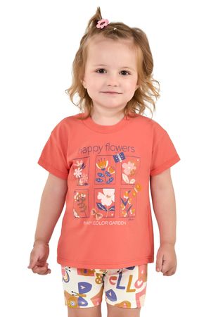 Conjunto Infantil Menina Flores Felizes Elian Rosa