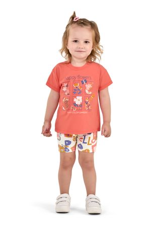 Conjunto Infantil Menina Flores Felizes Elian Rosa
