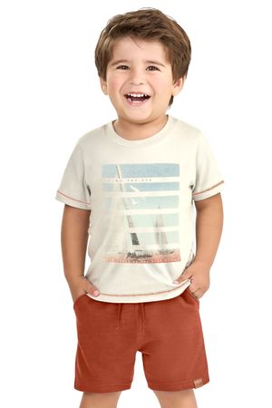 Conjunto Infantil Menino Bermuda Moletom Elian Bege