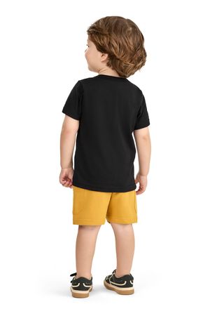 Conjunto Infantil Menino Bermuda Com Bolsos Elian Preto