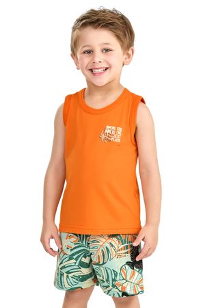 Conjunto Infantil Menino Regata e Bermuda Elian Laranja