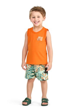 Conjunto Infantil Menino Regata e Bermuda Elian Laranja