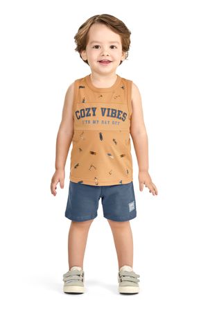 Conjunto Infantil Menino Estampado Elian Laranja