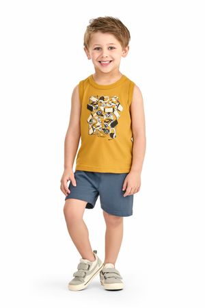 Conjunto Infantil Menino Estampa Gamer Elian Amarelo