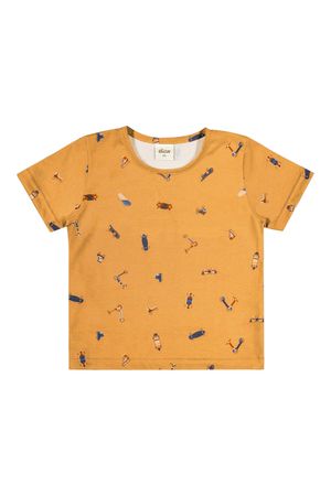 Camiseta Infantil Menino Estampada Curta Elian Laranja