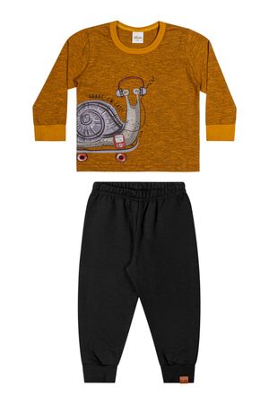 Conjunto Infantil Menino Camiseta e Calça Elian Marrom