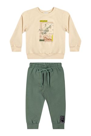 Conjunto Infantil Menino Blusão e Calça Elian Bege