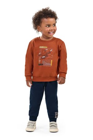 Conjunto Infantil Menino Blusão e Calça Elian Marrom