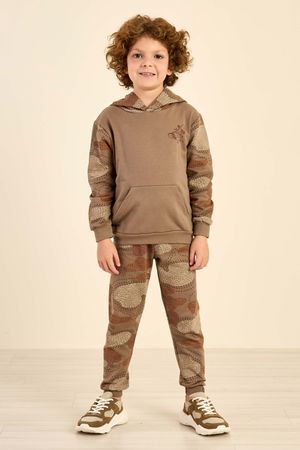 Conjunto Infantil Menino Camuflado com Capuz Elian Marrom