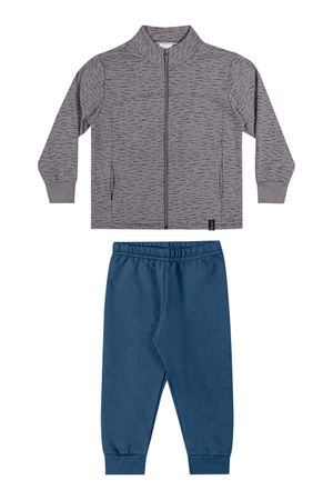 Conjunto Infantil Menino Jaqueta Moletom Estampado Elian Cinza