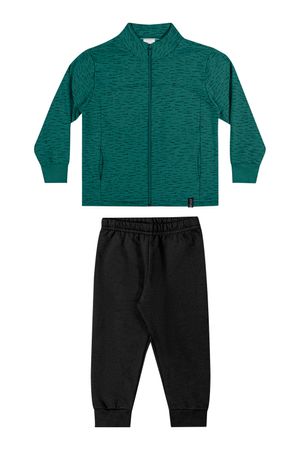 Conjunto Infantil Menino Jaqueta Moletom Estampado Elian Verde
