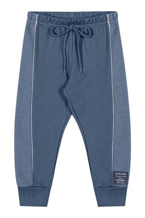 Calça Infantil Menino Moletom Com Recortes Elian Azul