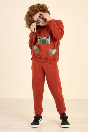 Conjunto Infantil Menino Moletom Interativo Elian Marrom
