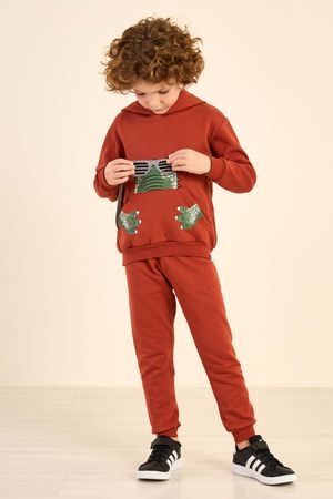Conjunto Infantil Menino Moletom Interativo Elian Marrom