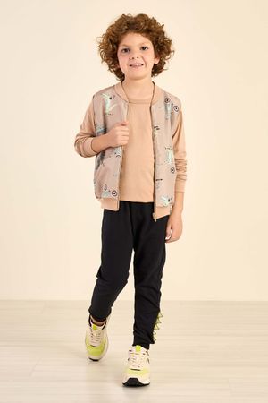 Conjunto Infantil Menino Colete Crocodilos Elian Marrom