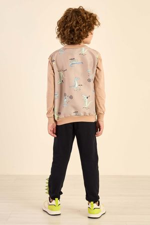 Conjunto Infantil Menino Colete Crocodilos Elian Marrom