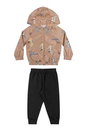 Conjunto Infantil Menino Jaqueta Crocodilos Elian Marrom