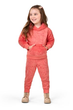 Conjunto Infantil Menina Moletom Peluciado Elian Laranja