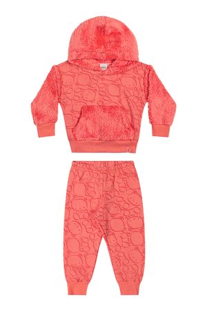 Conjunto Infantil Menina Moletom Peluciado Elian Laranja