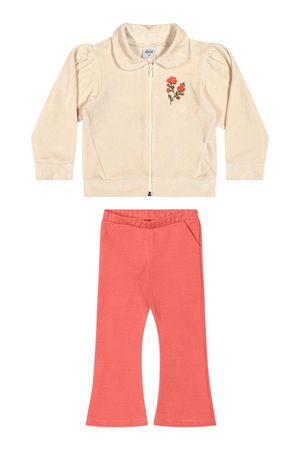 Conjunto Infantil Menina Jaqueta Plush Elian Bege