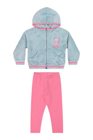 Conjunto Infantil Menina Jaqueta Peluciada Elian Azul