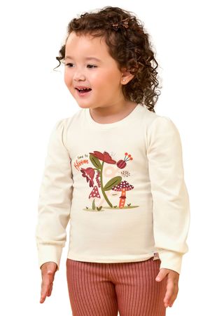 Blusa Infantil Menina Com Bordado Elian Bege