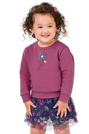 Conjunto Infantil Menina Moletom e Saia Tule Floral Elian Roxo
