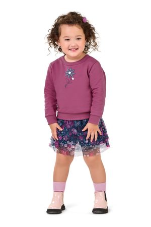 Conjunto Infantil Menina Moletom e Saia Tule Floral Elian Roxo