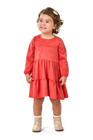 Vestido Infantil Menina Suede Manga Longa Elian Rosa