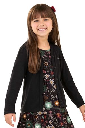 Cardigan Infantil Menina Tricô Elian Preto