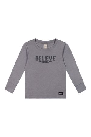 Camiseta Infantil Menino Manga Longa Suedine Colorittá Cinza