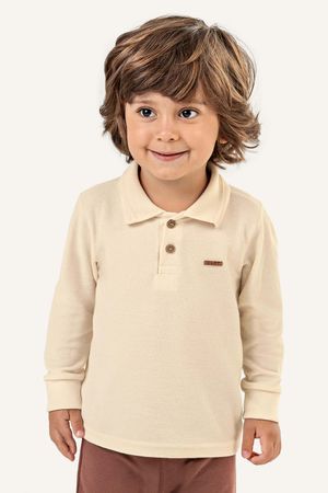 Camisa Polo Infantil Menino Manga Longa Colorittá Bege