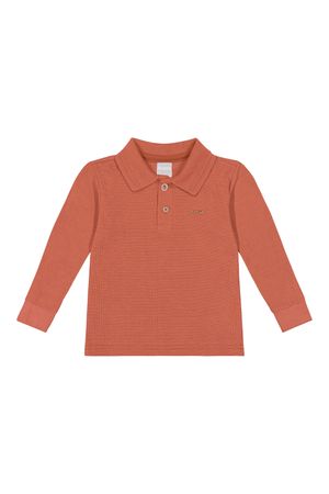 Camisa Polo Infantil Menino Manga Longa Colorittá Marrom