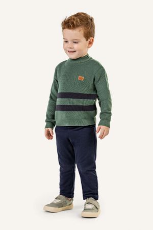 Suéter Infantil Menino Tricô Listrado Colorittá Verde
