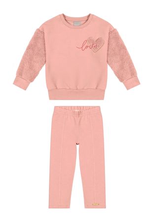 Conjunto Infantil Menina Pelúcia Lurex Colorittá Rosa